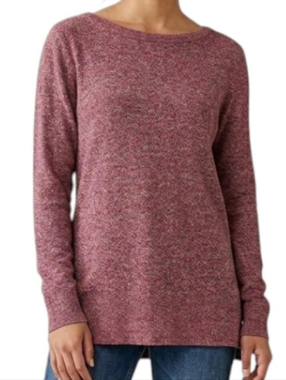 Roots Shoreline Tunic Sweater Women Medium Red Marl Boatneck Coastal
